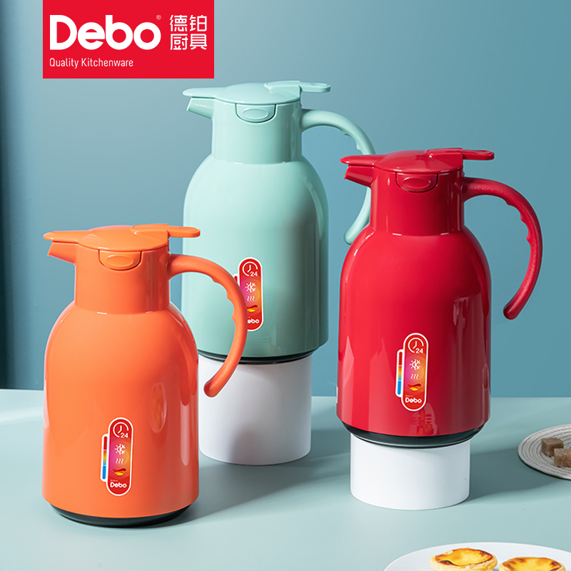 德铂Debo 高颜值红胆玻璃保温壶 24小时长效保温 1.45升 实用新型专利产品