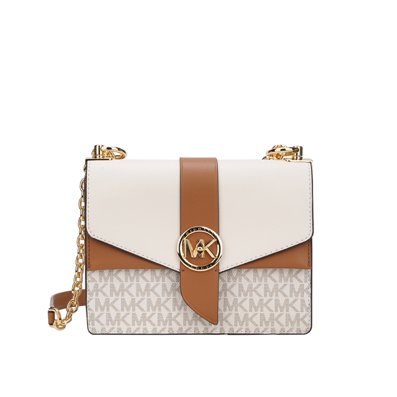 Michael Kors GREENWICH小号PVC配皮女士斜挎信封包 32S1GGRC0B VANILLA ACRN