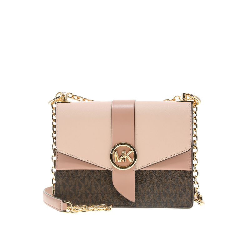 Michael Kors GREENWICH小号PVC配皮女士斜挎信封包 32S1GGRC0B BRN/SFPK/FWN