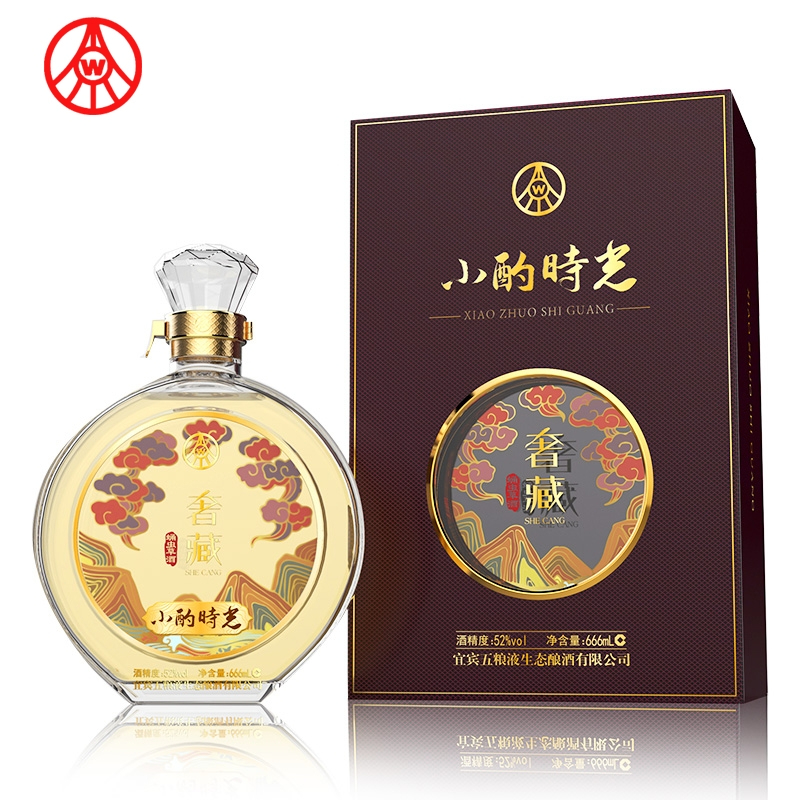 五粮液生态小酌时光蛹虫草酒52度浓香型 666ml*4瓶 带礼品袋