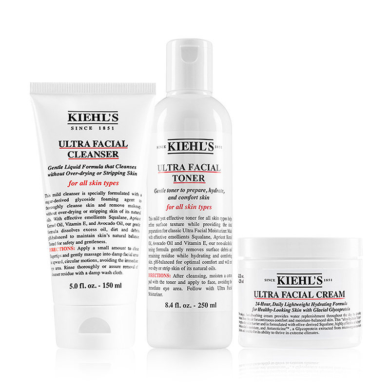 科颜氏Kiehls高保湿三件套高保湿洁面乳150ml+爽肤水250ml+面霜125ml