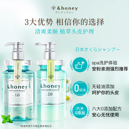 日本进口安蒂花子honey清爽控油清洁无硅油去屑止痒控油洗发护发