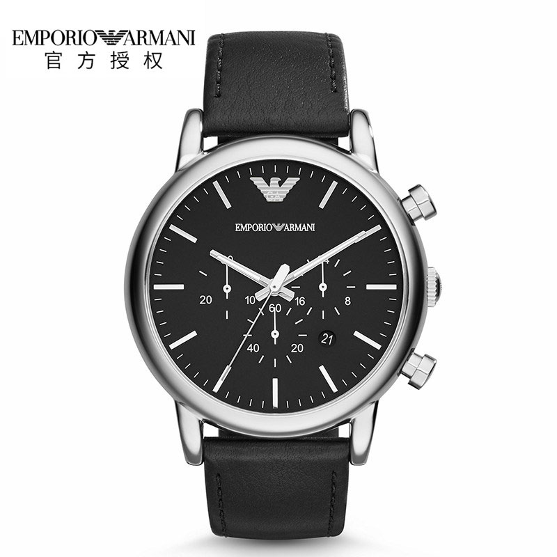 Armani 阿玛尼手表男皮带石英时尚潮流运动个性黑表盘男表AR1828